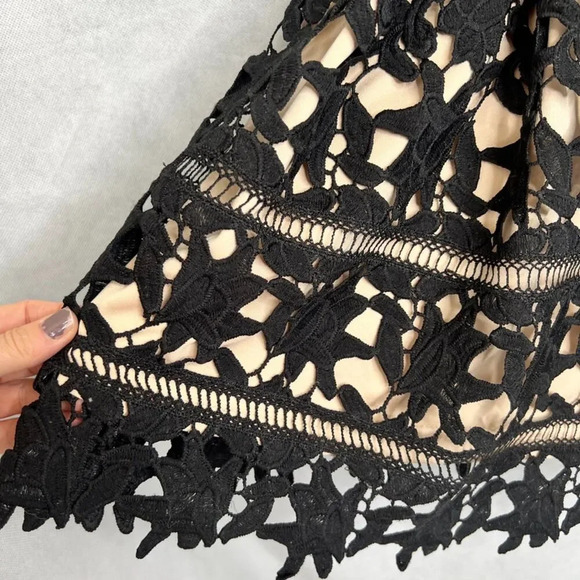 Windsor Spaghetti Strap Black Lace over Nude Mini Cocktail Dance Dress Sz SM - Picture 5 of 10